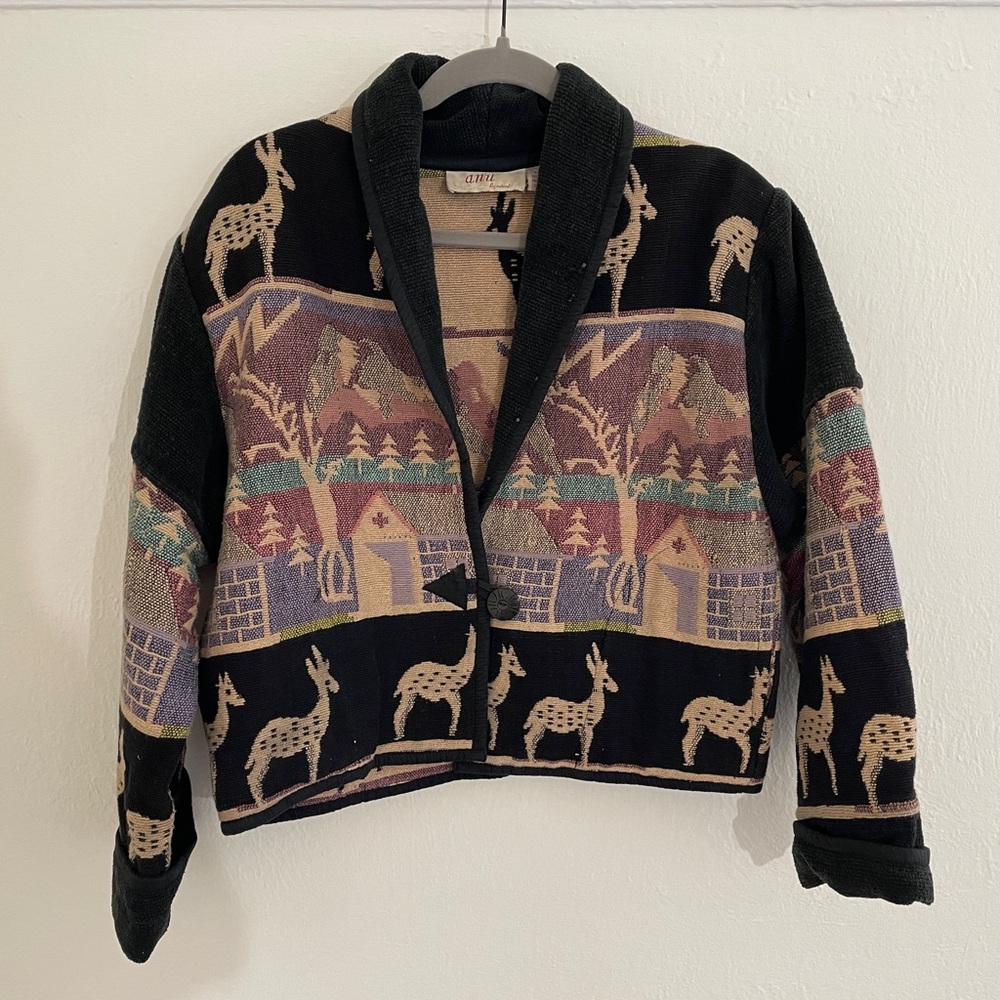 Vintage Anu By Natural Jacket Womens Large Cotton cropped jacket